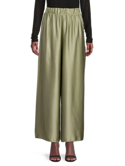 Renee C Women's Satin Ankle Pants In Sage