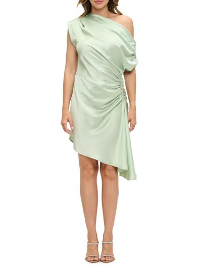 Renee C Women's Satin Asymmetric A-line Minidress In Green