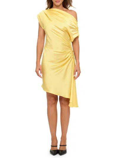 Renee C Women's Satin Asymmetric A-line Minidress In Yellow