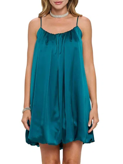 Renee C Women's Satin Balloon Dress In Hunter Green