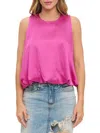 Renee C Women's Satin Blouson Top In Dark Fuchsia