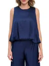 Renee C Women's Satin Blouson Top In Navy