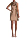 Renee C Women's Satin Bow Mini Shift Dress In Dune