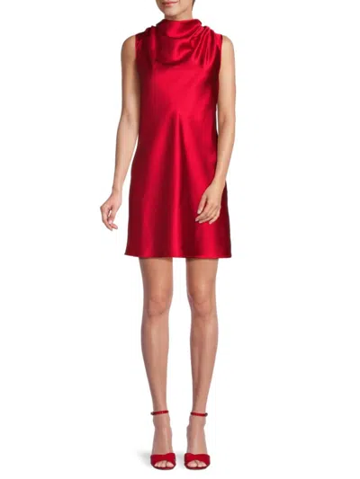 Renee C Women's Satin Bow Mini Shift Dress In Red