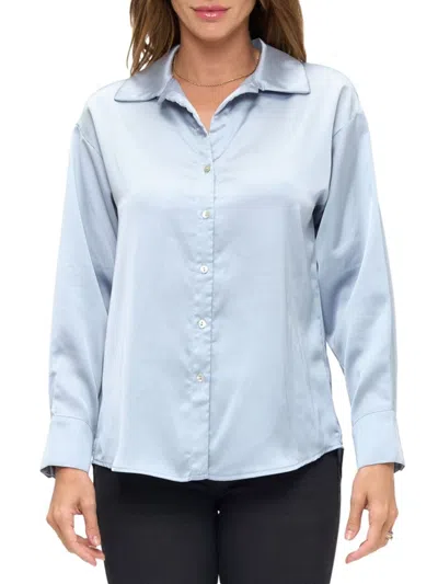 Renee C Women's Satin Button-down Shirt
