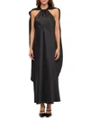 Renee C Women's Satin Cape Maxi Dress In Black