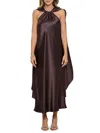 Renee C Women's Satin Cape Maxi Dress In Brown