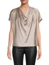 Renee C Women's Satin Cowlneck Top In Beige