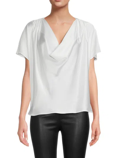 Renee C Women's Satin Cowlneck Top In Ivory