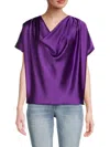 Renee C Women's Satin Cowlneck Top In Purple