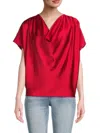 Renee C Women's Satin Cowlneck Top In Red