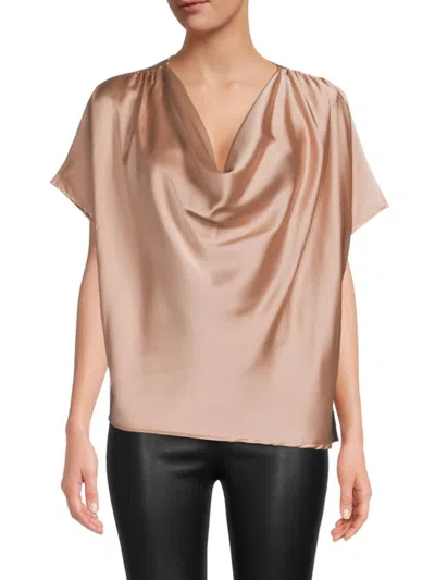 Renee C Women's Satin Cowlneck Top In Rose