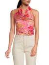 Renee C Women's Satin Crop Top In Pink