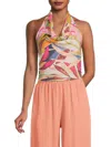 Renee C Women's Satin Crop Top In Pink