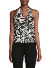 Renee C Women's Satin Crop Top In Black
