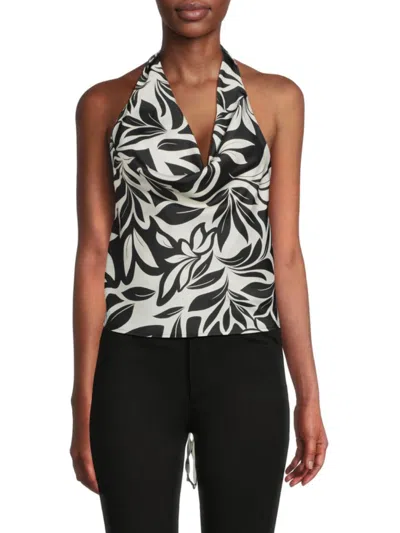 Renee C Women's Satin Crop Top In Black