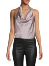 Renee C Women's Satin Crop Top In Dusty Lavender