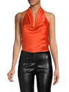 Renee C Women's Satin Crop Top In Orange