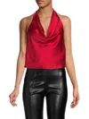 Renee C Women's Satin Crop Top In Red