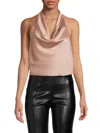 Renee C Women's Satin Crop Top In Rose