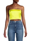 Renee C Women's Satin Crop Tube Top In Citron
