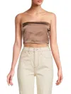 Renee C Women's Satin Crop Tube Top In Dune