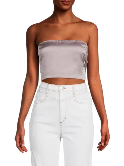 Renee C Women's Satin Crop Tube Top In Dusty Lavender