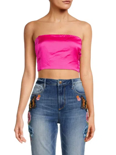 Renee C Women's Satin Crop Tube Top In Fuchsia