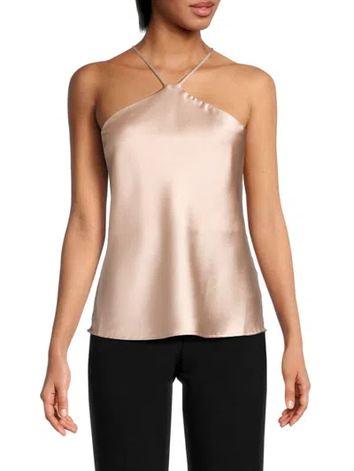 Renee C Women's Satin Halterneck Top In Beige