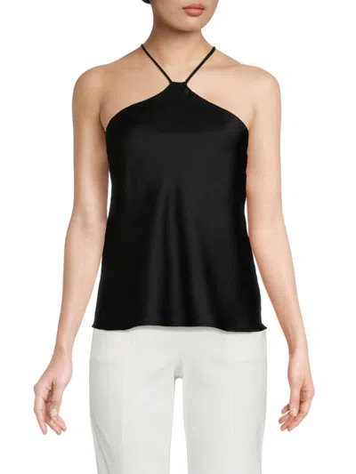 Renee C Women's Satin Halterneck Top In Black