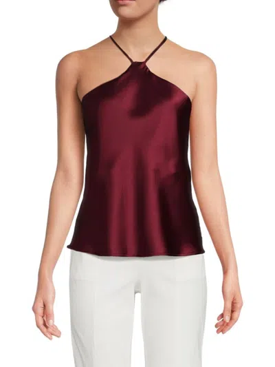 Renee C Women's Satin Halterneck Top In Burgundy