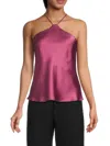 Renee C Women's Satin Halterneck Top In Dark Pink