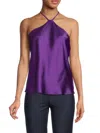 Renee C Women's Satin Halterneck Top In Dark Purple