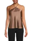 Renee C Women's Satin Halterneck Top In Dune