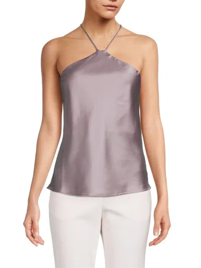 Renee C Women's Satin Halterneck Top In Dusty Lavender