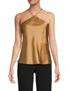 Renee C Women's Satin Halterneck Top In Gold