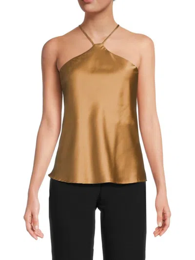 Renee C Women's Satin Halterneck Top In Gold