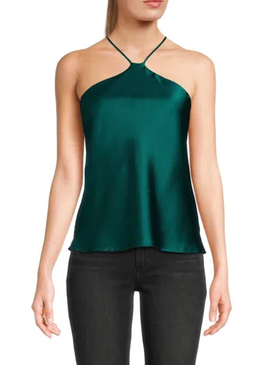 Renee C Women's Satin Halterneck Top In Hunter Green