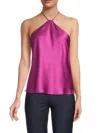 Renee C Women's Satin Halterneck Top In Magenta