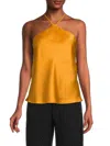 Renee C Women's Satin Halterneck Top In Marigold