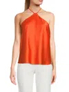 Renee C Women's Satin Halterneck Top In Orange