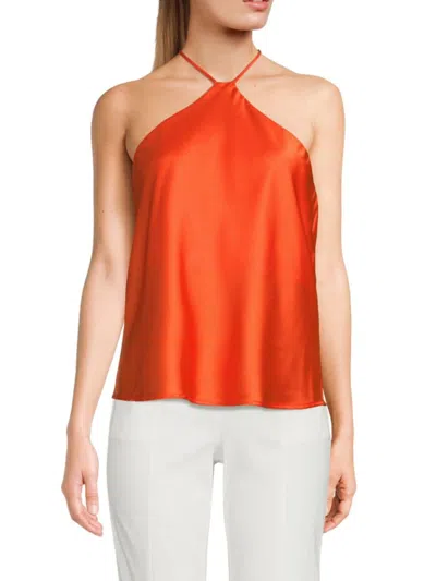 Renee C Women's Satin Halterneck Top In Orange