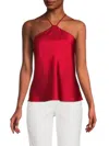 Renee C Women's Satin Halterneck Top In Red