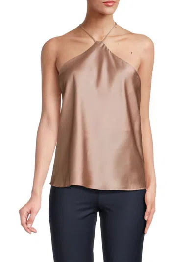 Renee C Women's Satin Halterneck Top In Rose