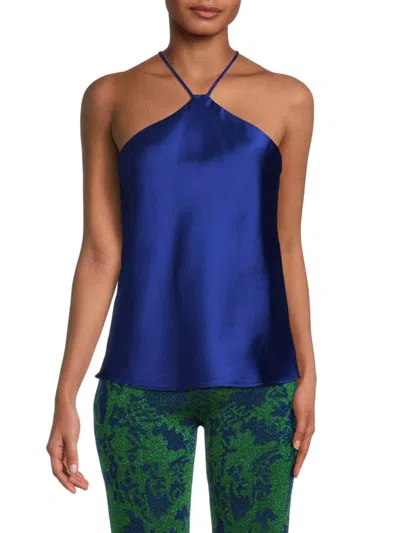 Renee C Women's Satin Halterneck Top In Royal Blue