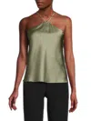 Renee C Women's Satin Halterneck Top In Sage