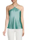 Renee C Women's Satin Halterneck Top In Seafoam Blue