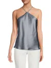 Renee C Women's Satin Halterneck Top In Steel Blue