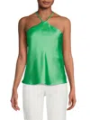 Renee C Women's Satin Halterneck Top In Tea Green