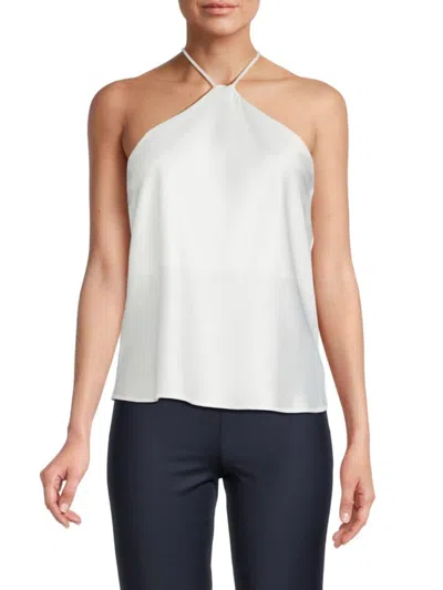 Renee C Women's Satin Halterneck Top In White